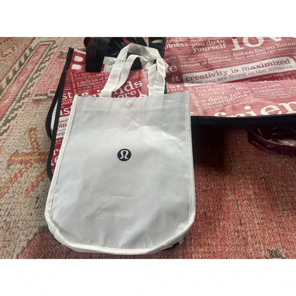 Lot Of 8 Lululemon Resusable Shopping‎ Bags Various Sizes- Clean!